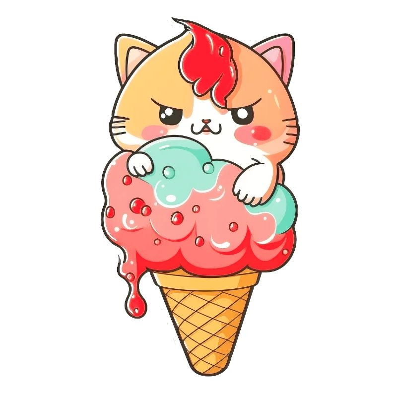 Süßer Katzen-Eiscreme-Print