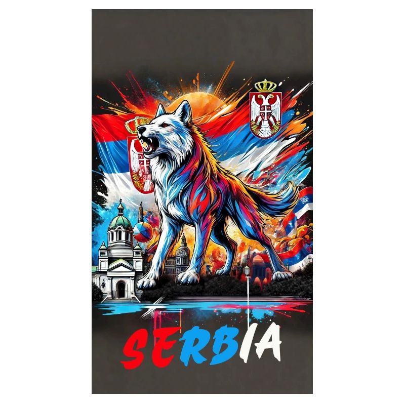 Conception du drapeau national du loup de Serbie