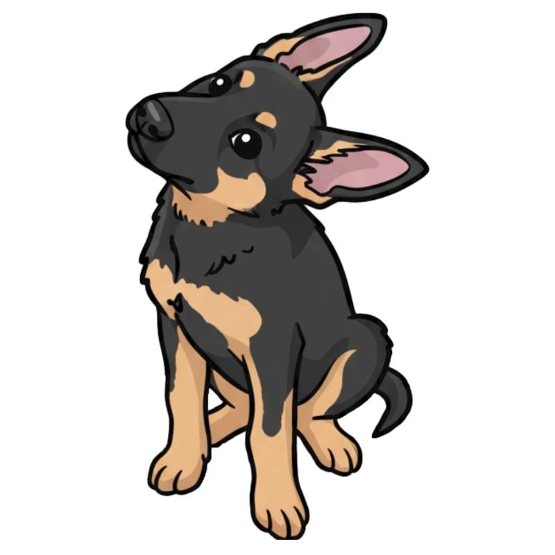 Chien de berger Cartoon Affection