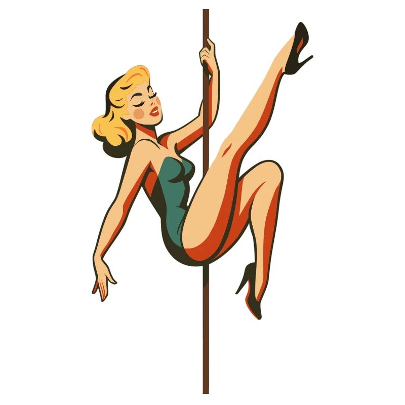 Pole Dance Pole Dancer Blonde Retro 50s Gift