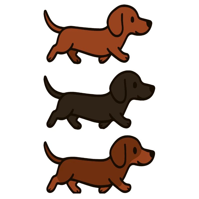 Running Dachshund Pattern Dog Illustration