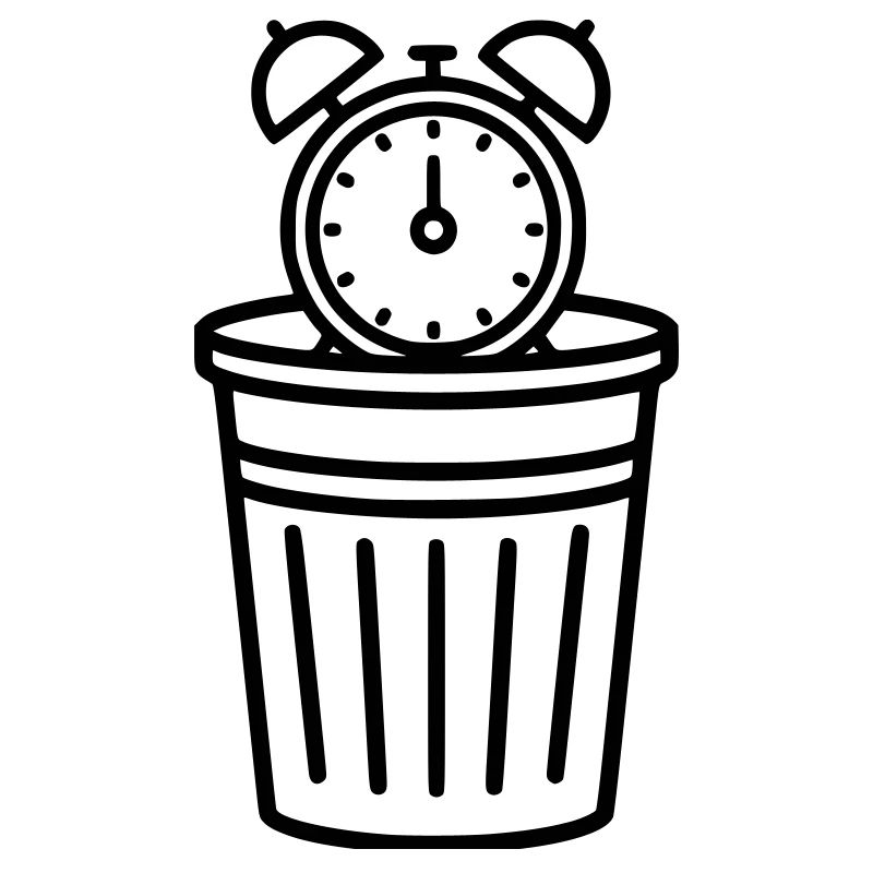 Wecker im Mülleimer Zeit