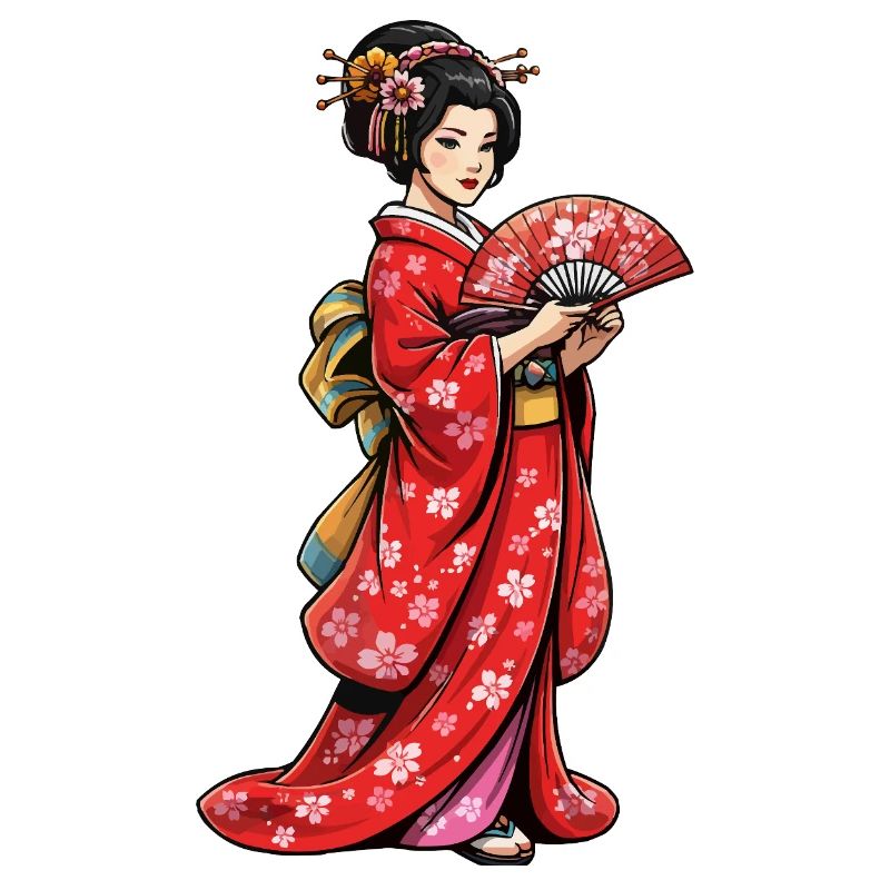 Geishas en kimono de cerisier