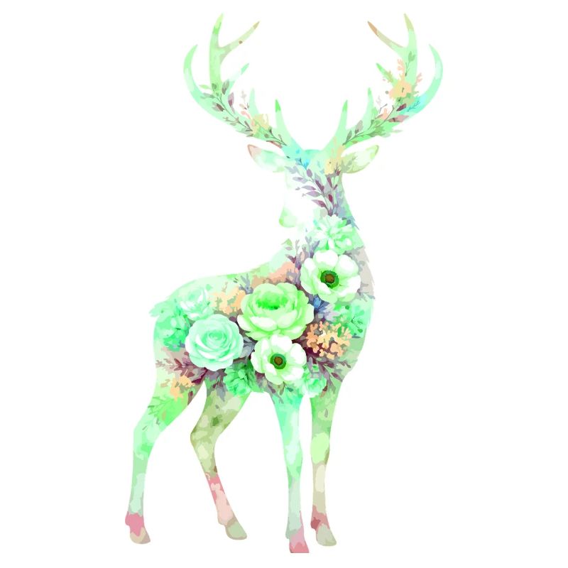 Fleurs en forme d’aquarelle de cerf