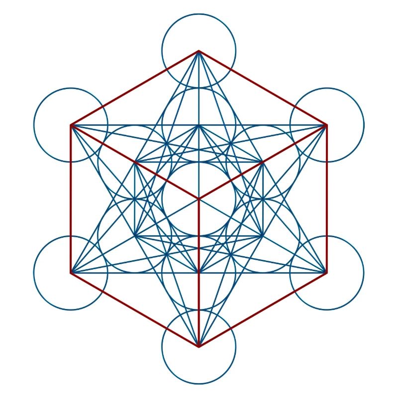 Le cube de Metatron - rouge bleu
