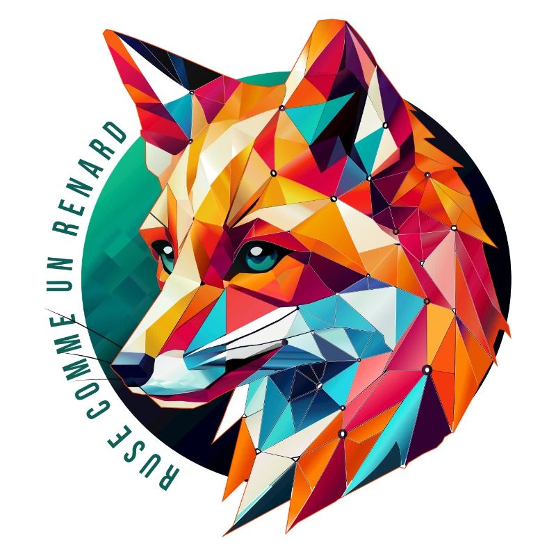Multicolor Geometric Fox - Abstract Design