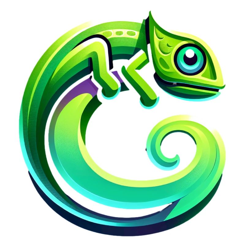 Caméléon coloré avec queue incurvée