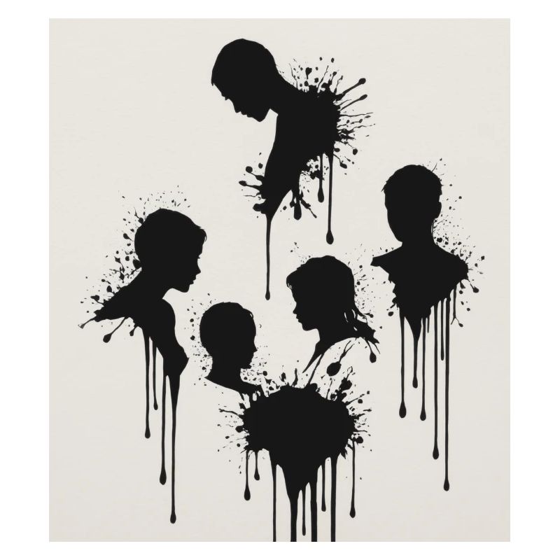 Black silhouettes with a paint splash effect