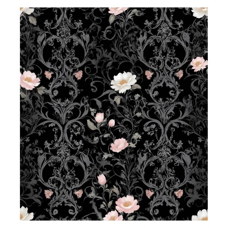 Floral pattern on black background