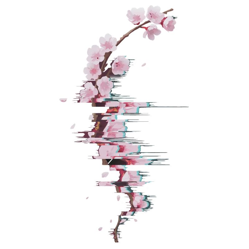 Glitch Cherry Blossom Modern Blossom Branch