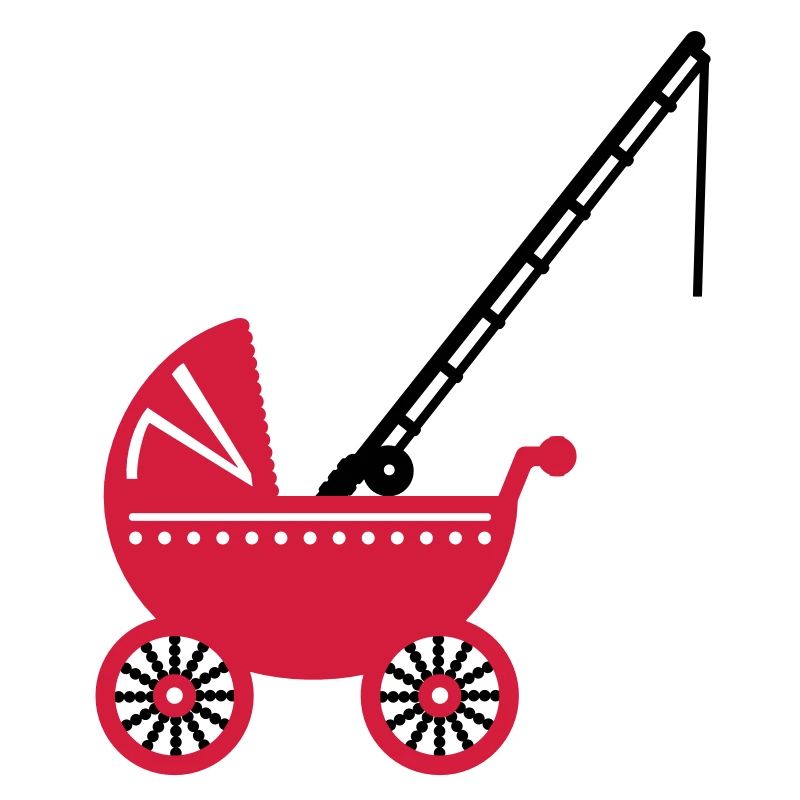 Poussette avec canne à pêche / poussette avec