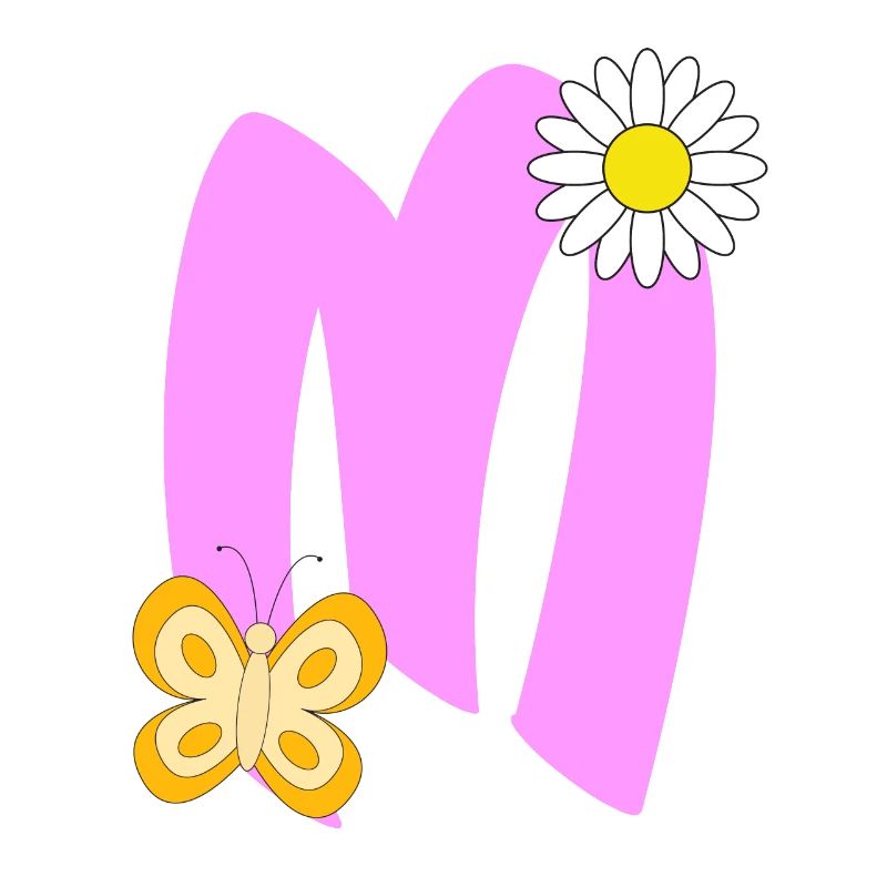 Letter M with butterfly