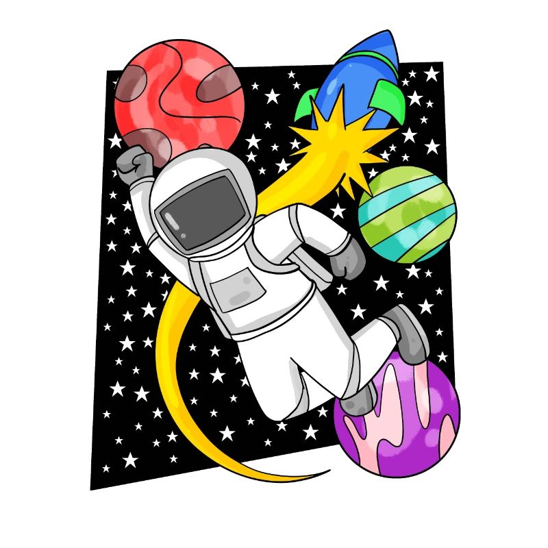 Astronaut in space with rocket