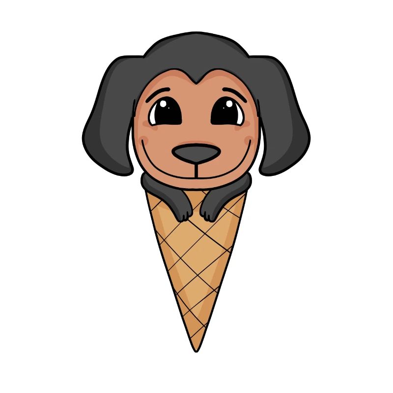 Coonhound with ice cream cone - ice cream