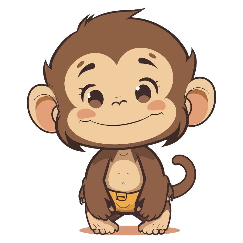 Mignon bébé singe - Conception d’animaux de dessin animé mignon