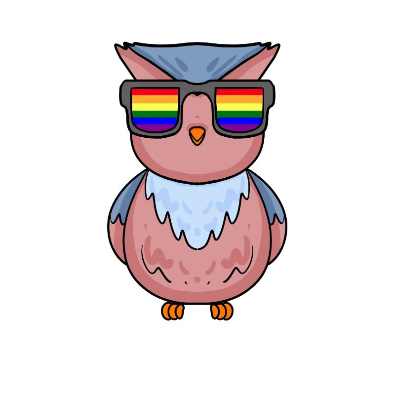 Regenbogen - Eule mit Brille