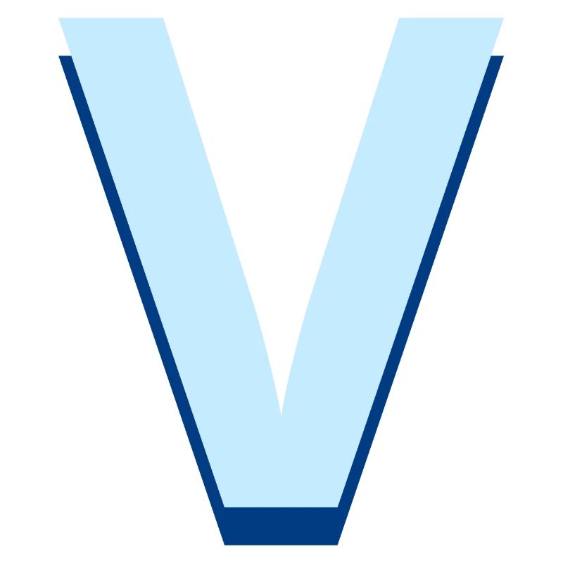 Pop und moderner blauer Buchstabe v