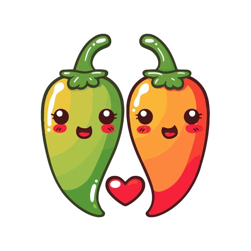 Chilli Paar Liebe Herz Comic