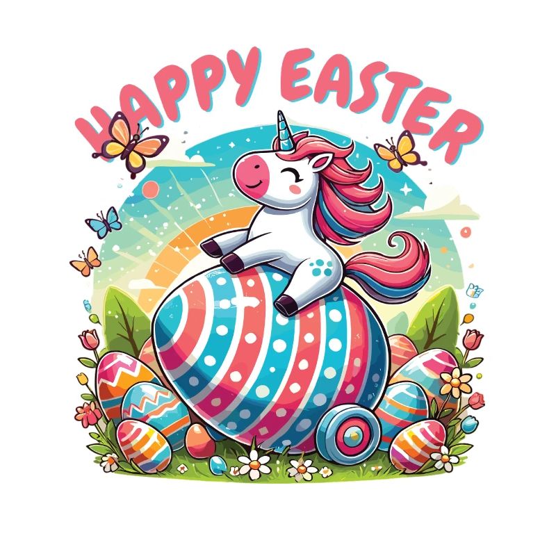 Joyeuses Pâques Licorne - Conception d’oeuf coloré