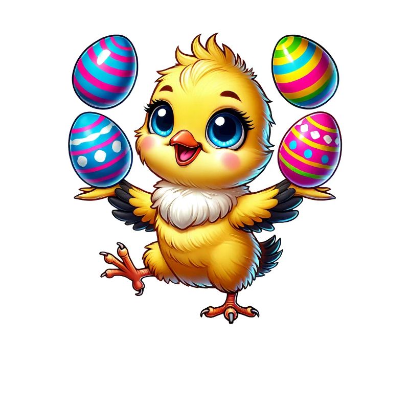 Easter Chicken Chick Easter Egg Juggling