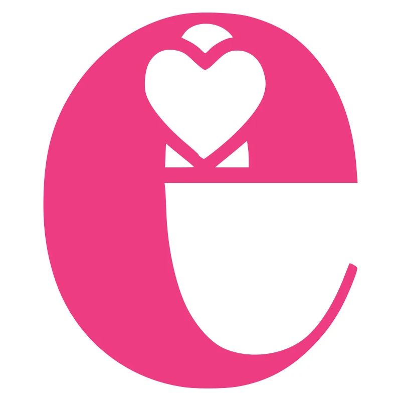Letter e Initial Letter with Heart