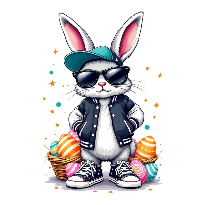 Stylish bunny with Easter basket