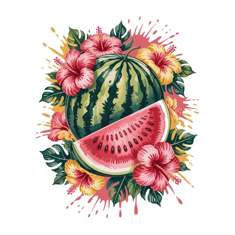 pastèque tropicale hibiscus d’été éclaboussure