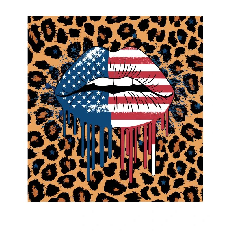 Leopard Lips with USA Flag