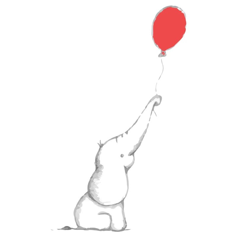 junger Elefant mit Luftballon Baby | Geschenkidee