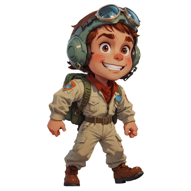 Pilote de chasse de dessin animé mignon