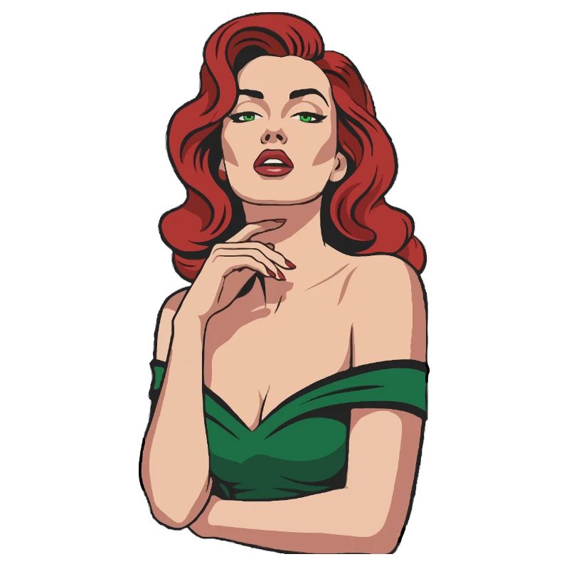 Pin-up Glamour: Capelli Rossi e Top Verde