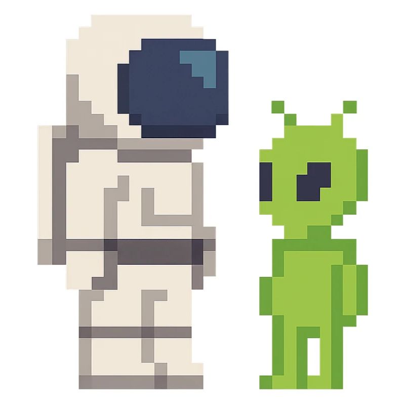 Pixel Astronaut trifft Alien