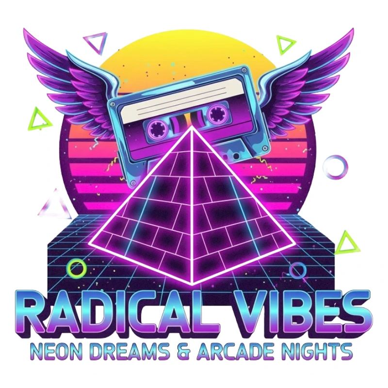 Cassette néon avec ailes et pyramide