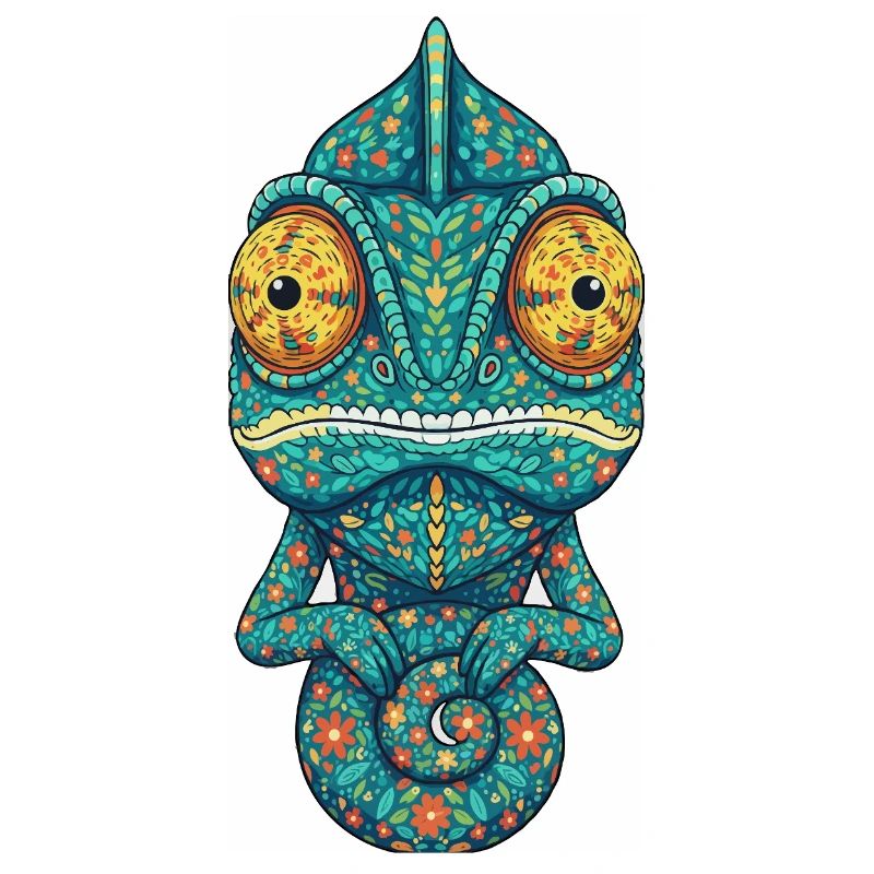Chameleon with Floral Pattern