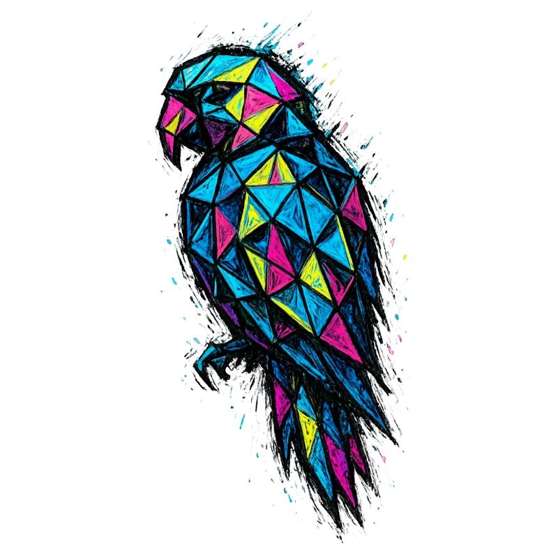 Perroquet Low Poly : Géométrie Colorée