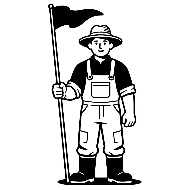 farmer with flag