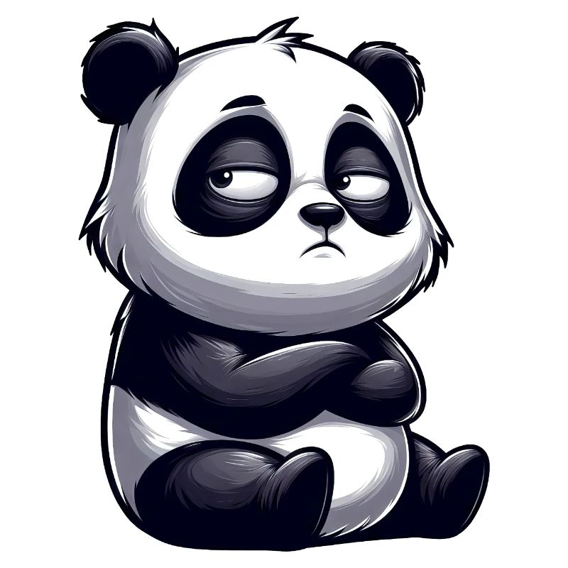 Funny Panda Comic Whimsical Skeptical Bull