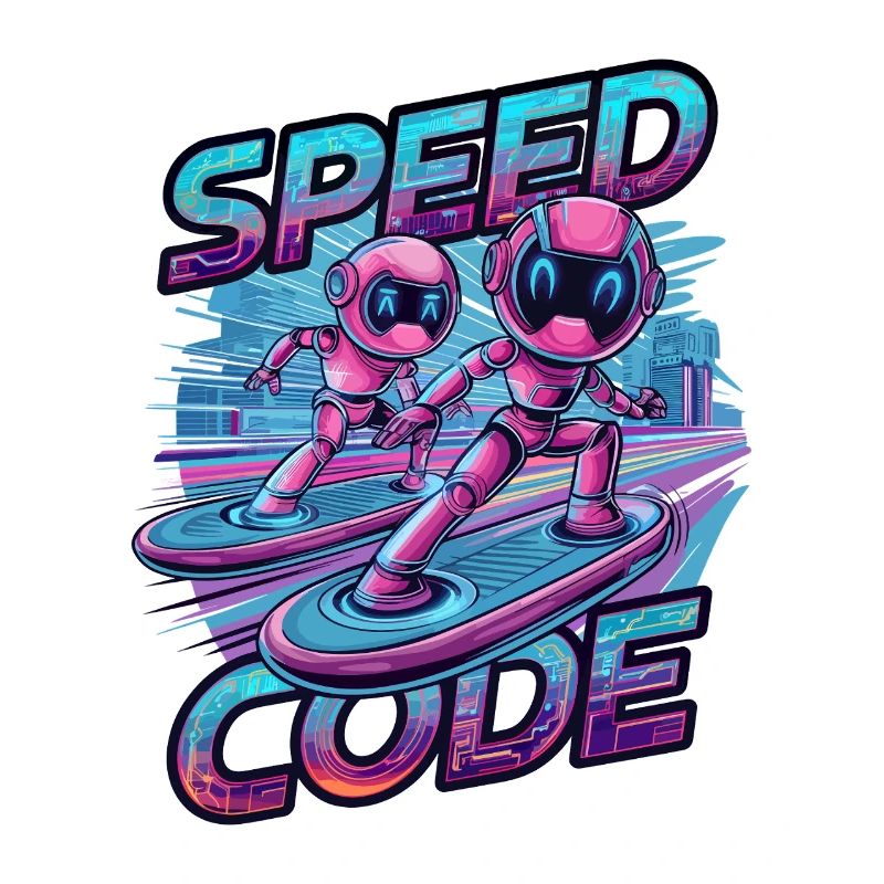 Speed Code Cyberpunk Robot Surfing Tech Art