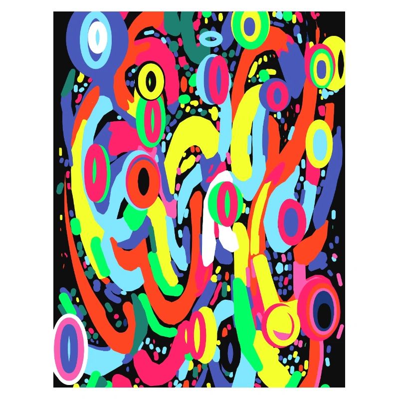 Cyber Neon Pulse : Imprimé multicolore Аbstract