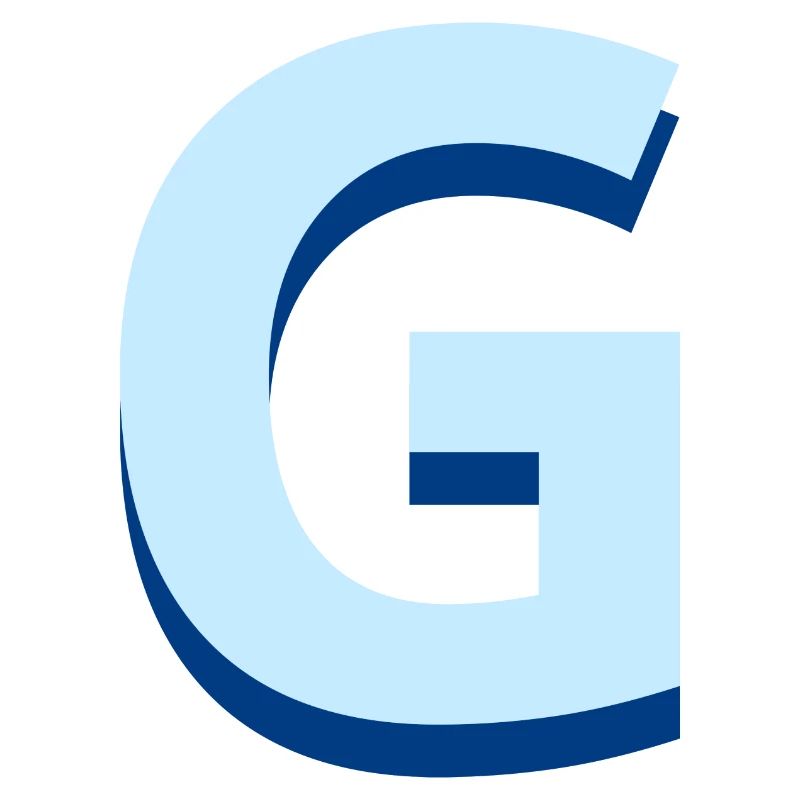 Pop and modern blue letter g
