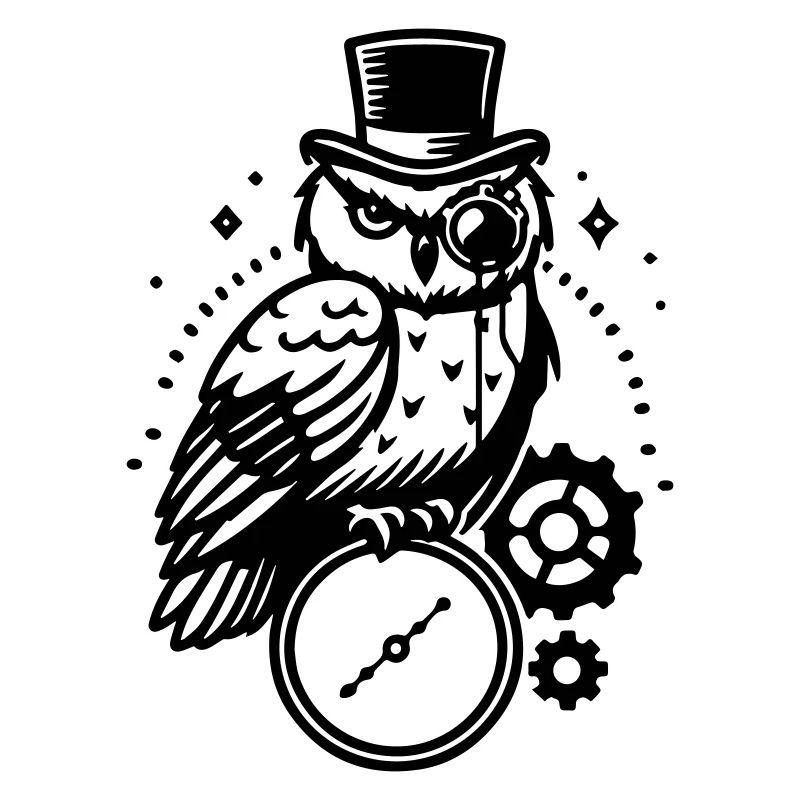 Conception de hibou et d’horloge steampunk