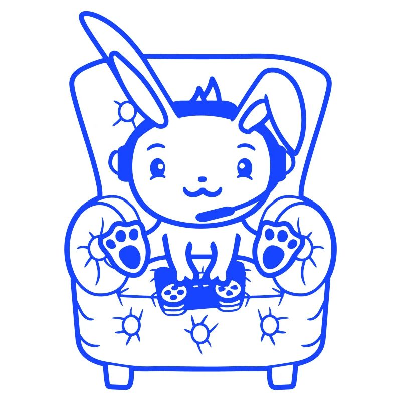 Bunny Playing Controller Console Headset Gamer Nerd