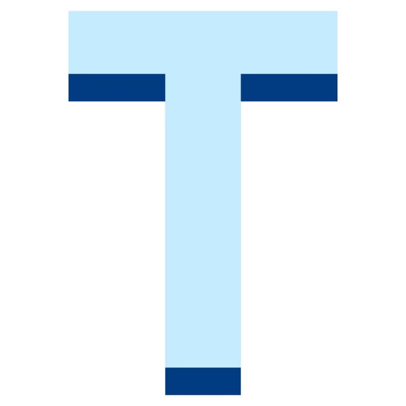 Letter t blue pop and modern