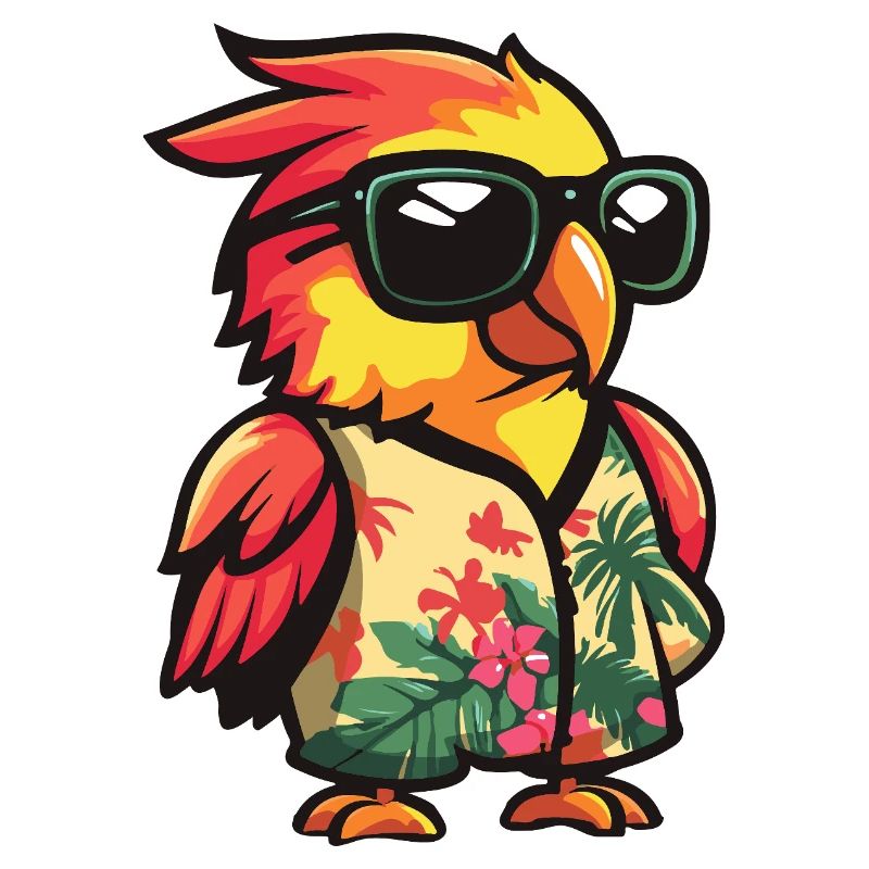 Parrot Budgie Comic Holiday