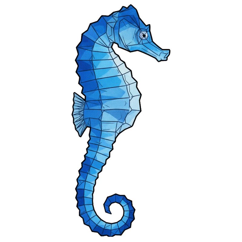 Hippocampe polygone bleu