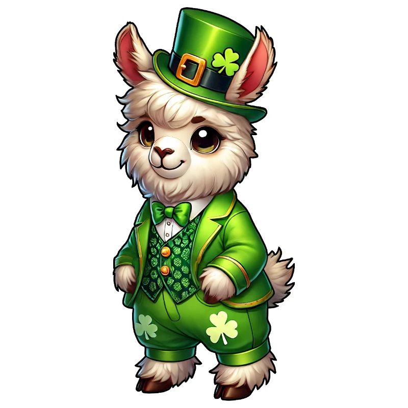 Doux lama Dessin animé de la Saint-Patrick