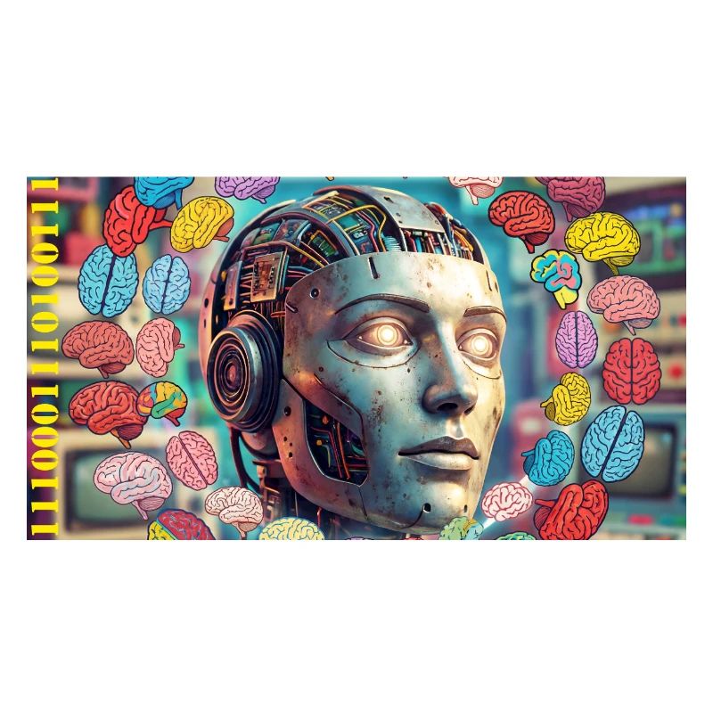 Android with brain satellites