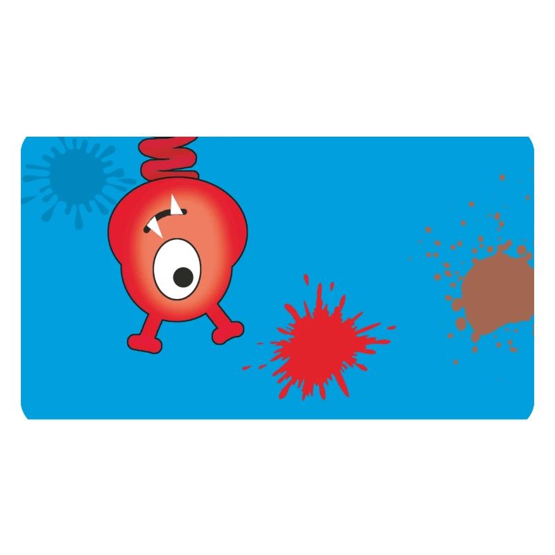 Monstre rouge et éclaboussures de couleur - Bleu