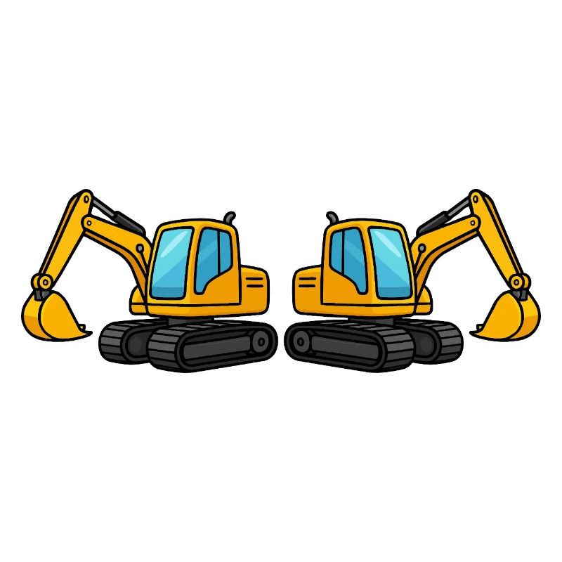 Silhouette de machine de construction double