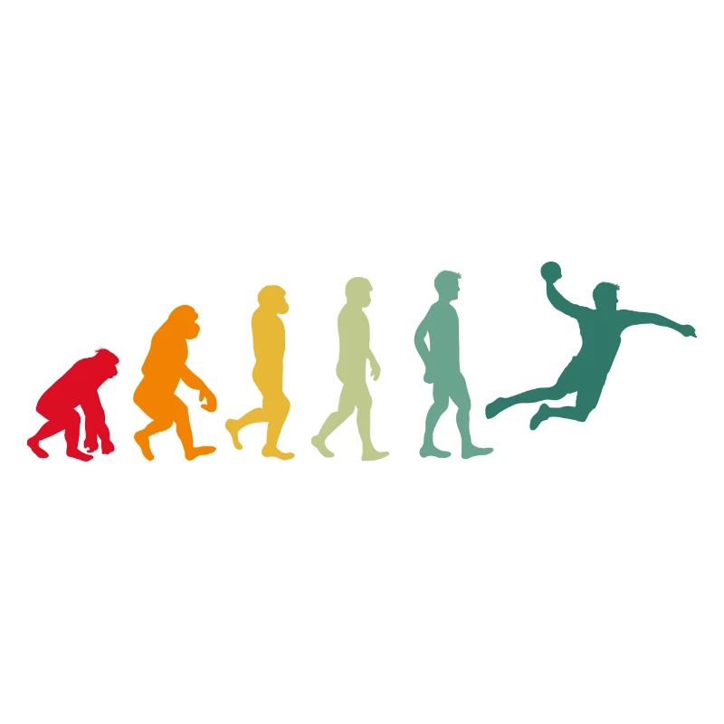 Handball Evolution Entwicklung Handballer retro